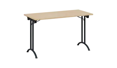 SLA 125 lak skládací jednací stůl 1250x600, deska 25 mm, podnož černý lak, deska bříza světlá